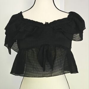 Elegant Black Ruffled Women's Top